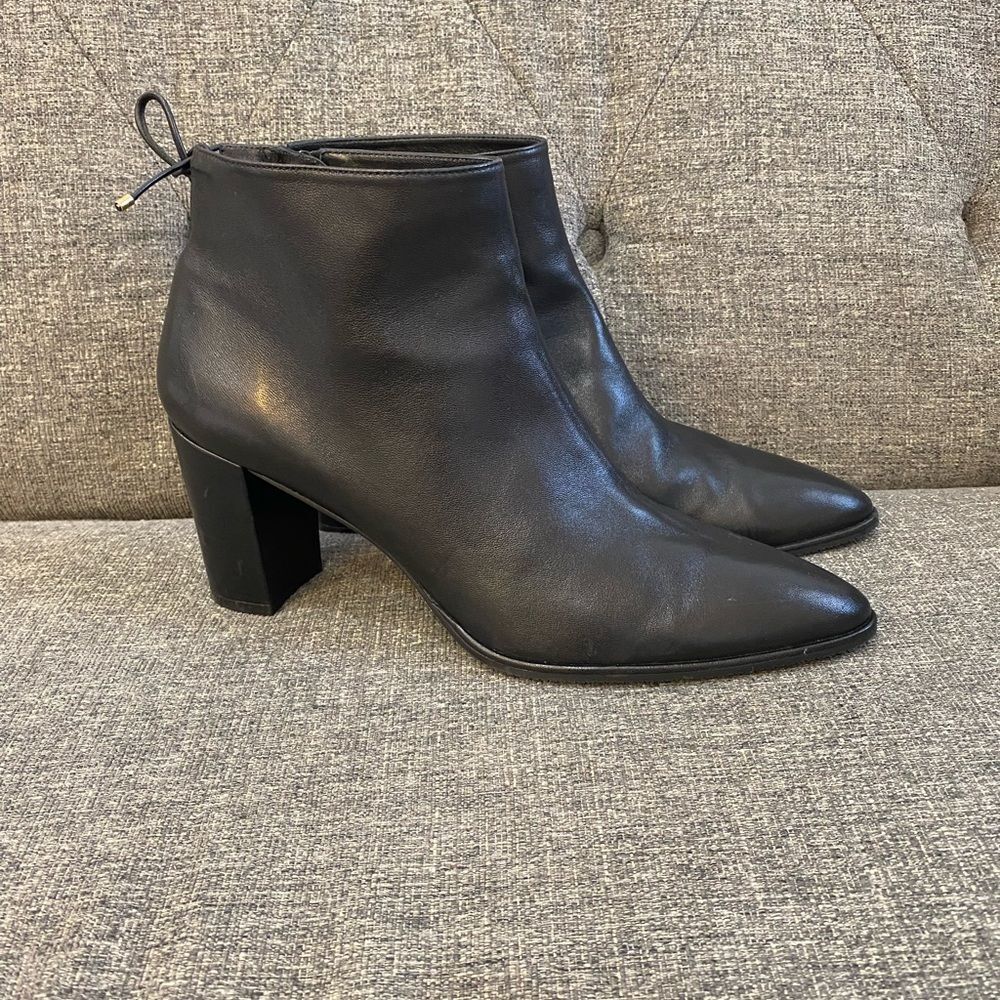 Stuart Weitzman Gardiner Black Leather Ankle Boots Women Size 12